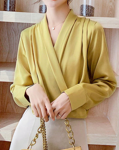 ADELINA SATIN SILK BLOUSE